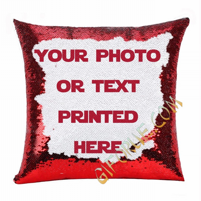 Cheap Custom Made Sequin Cushion Cover Photo Gift Photo Text Pillow - Click Image to Close